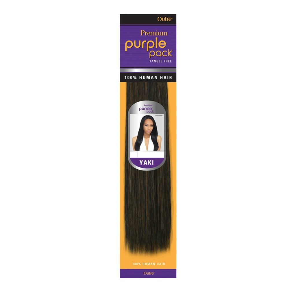 Outre Premium Purple Pack Human Hair Weave Yaki – Premium Quality, Soft & Smooth, Natural Feel, Easy to Style