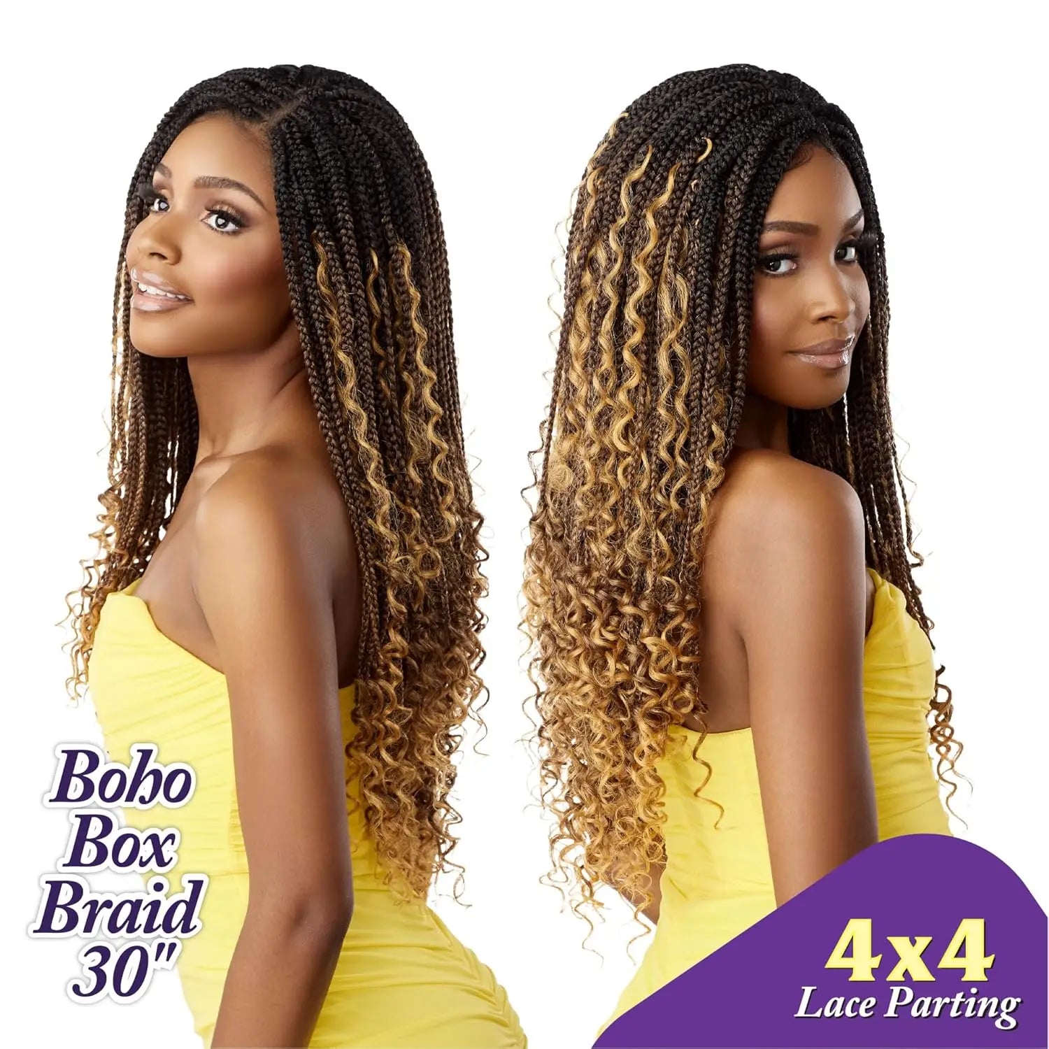 Sensationnel Braided HD Lace Wig Cloud 9 Glueless 4X4 Lace Parting Boho Box Braid 30" - Lightweight, Hand tied Parting