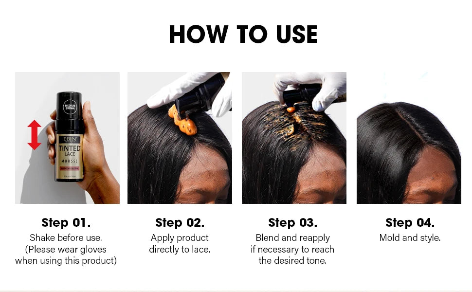 Ebin New York Tinted Lace Mousse 3.38oz/ 100ml - Smooth Application, Natural Finish, Perfect for Blending Lace