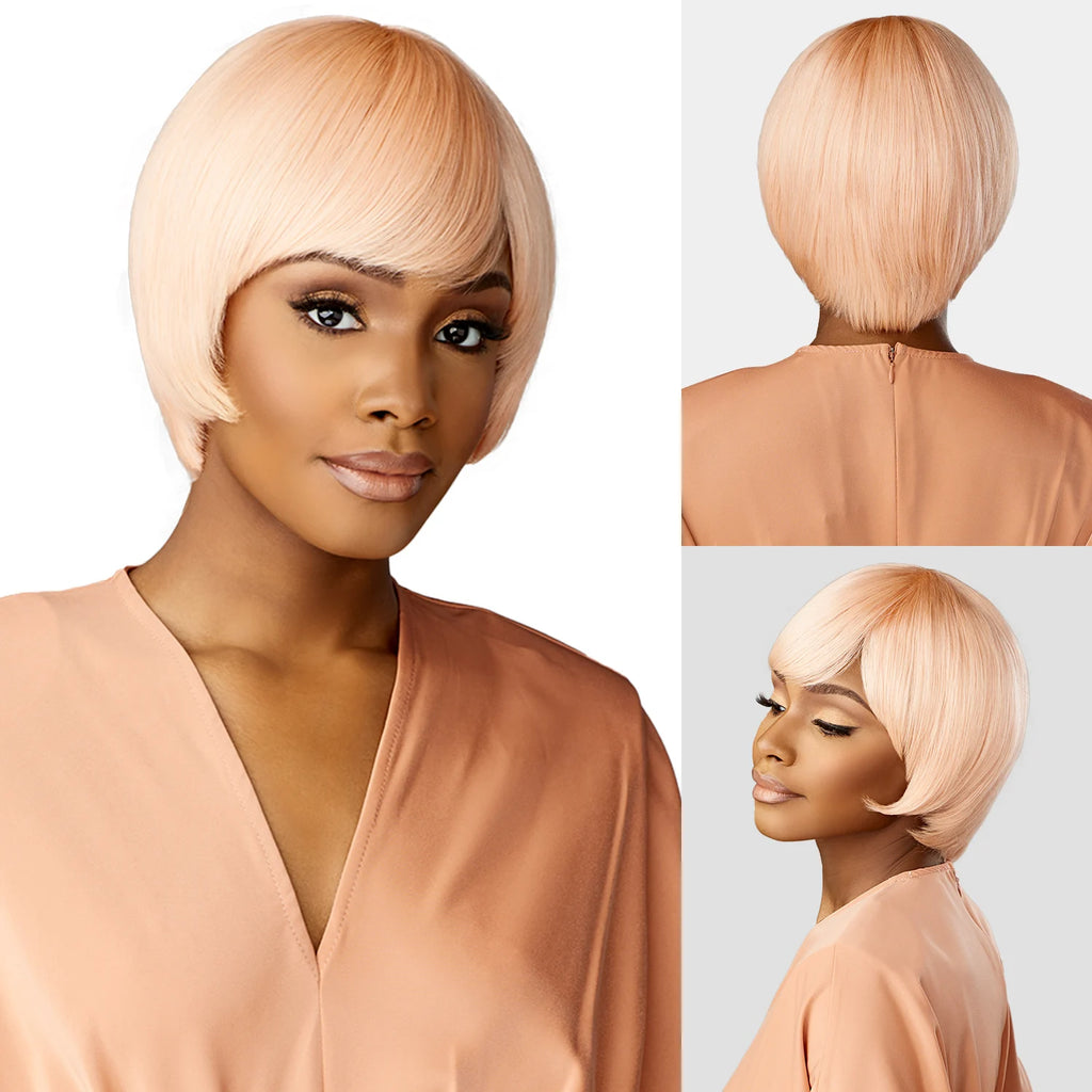 Sensationnel Human Hair Wig Empire Bob Collection with Bangs Mushroom Cut