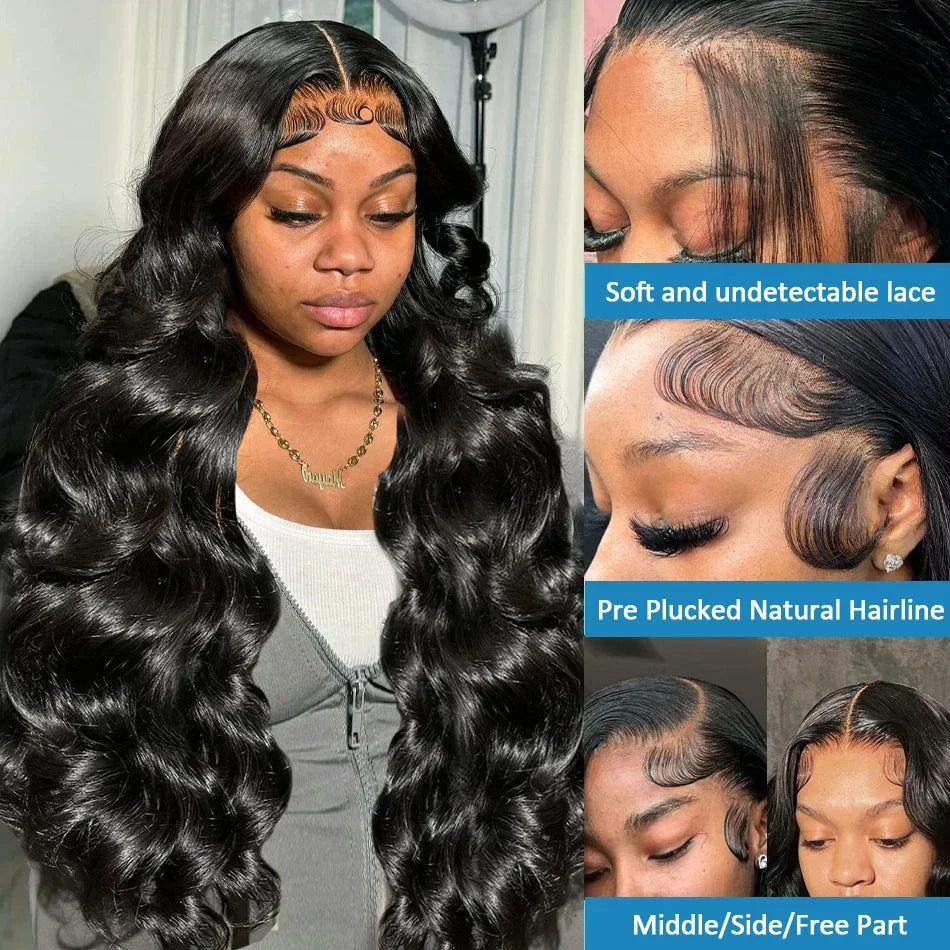 Lucky 30 36 Inch Body Wave HD Transparent 13x6 Lace Front Human Hair Wigs Brazilian 180 Density 13x4 Lace Frontal Wig For Women