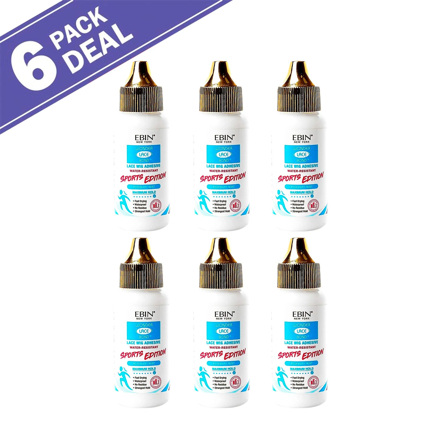 Ebin New York Wonder Lace Bond Sports Edition Lace Wig Adhesive 1.15oz/ 34ml - Extreme Hold, Perfect for Active Wear