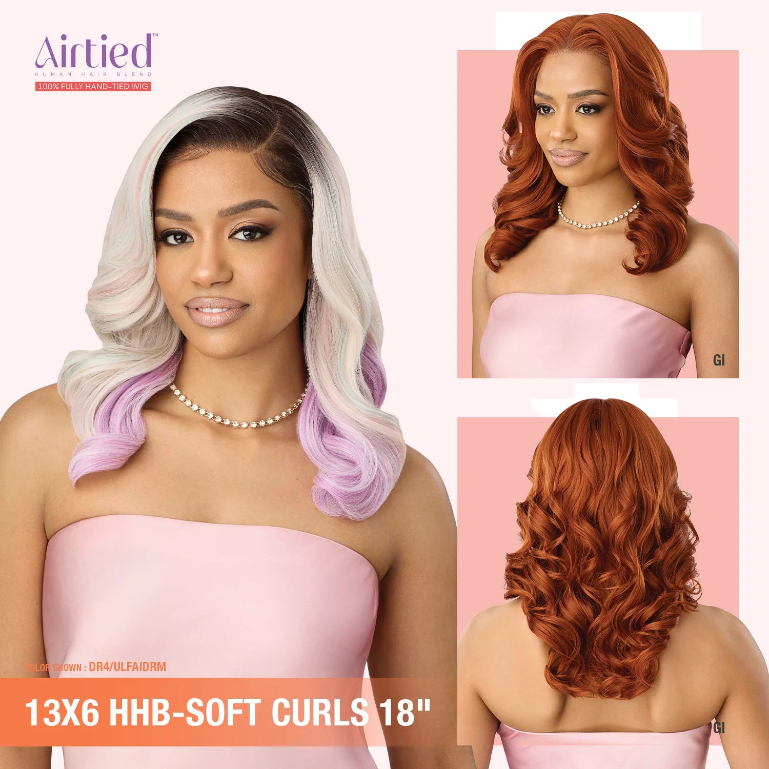 Outre Human Hair Blend HD Lace Front Synthetic Wig Airtied Glueless Fully Hand-Tied 13X6 HHB-Soft Curls 18"
