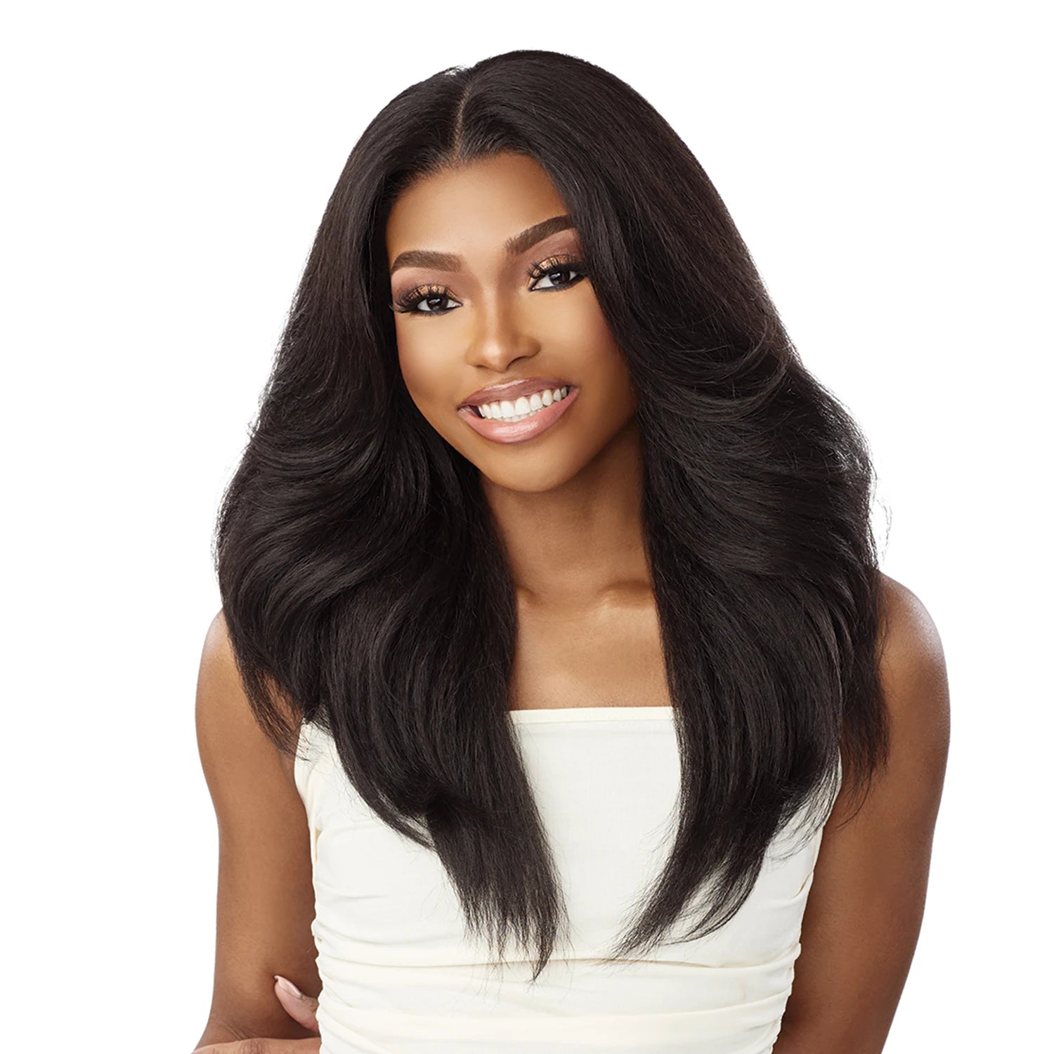Sensationnel Curls Kinks N Co Glueless HD Lace Front Wig Kinky Edges 13X6 Kinky Layered Blow Out 22" - Loose Curl Style