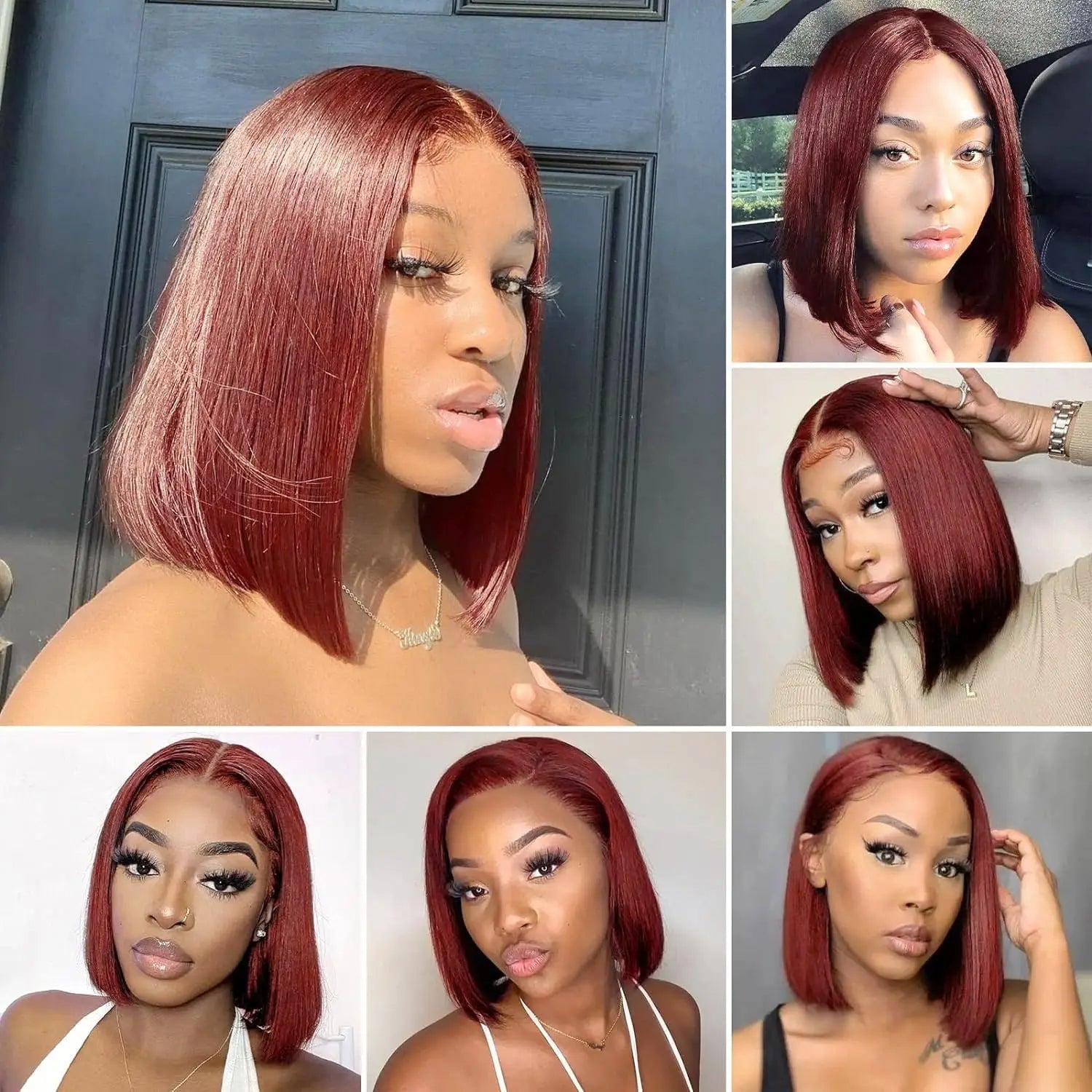Reddish Brown Glueless Bob Wig Human Hair Straight Bob Wig 180% Density Upgrade 7×5 Glueless Hd Lace Closure Bob Wig Brown #33