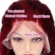 Luckathy 99J Burgundy Deep Wave 180 Density 13x6 Lace Front Wig Curly Red Colored 13x4 HD Lace Frontal Human Hair Wigs For Woman