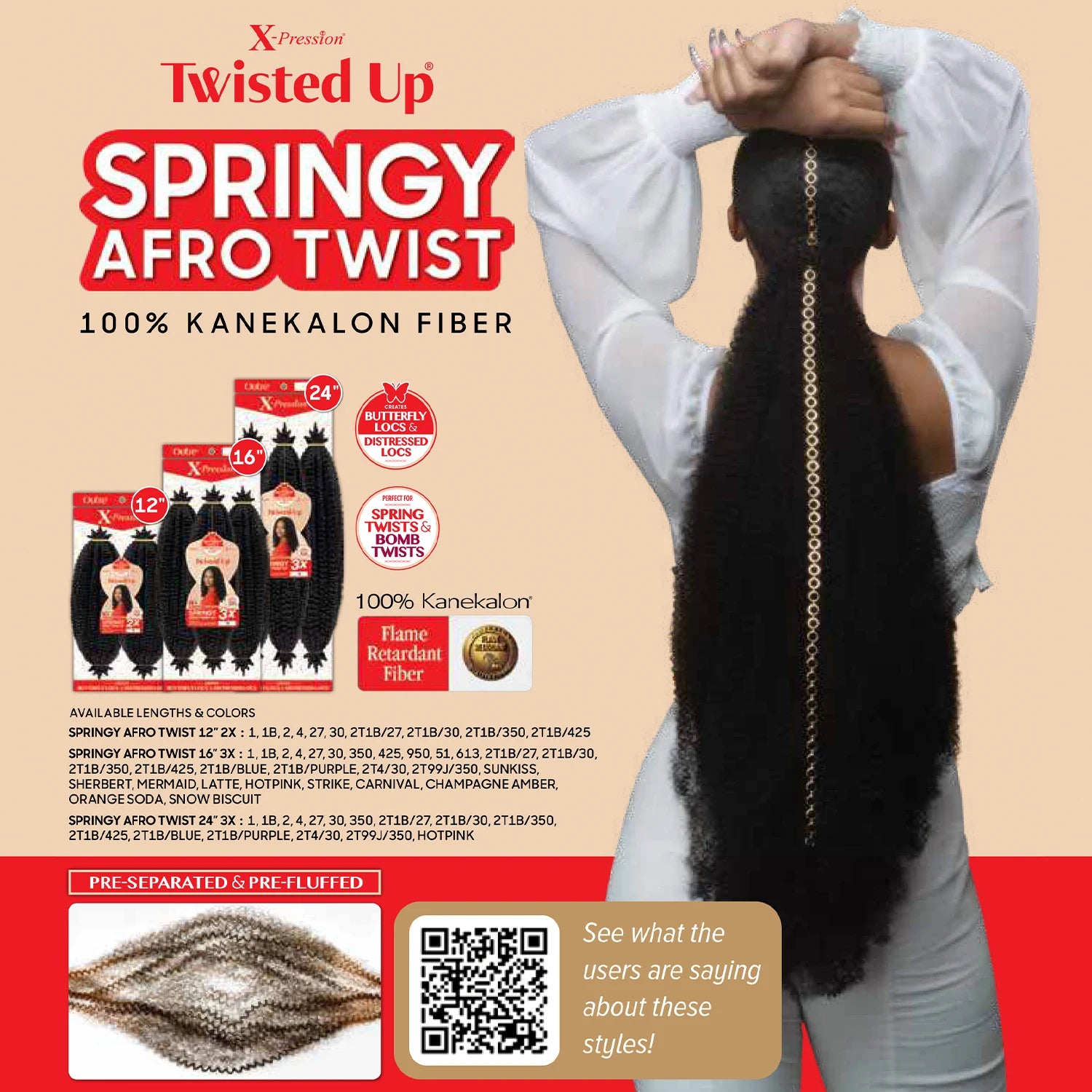Outre Synthetic Crochet Braids X-Pression Twisted Up 2X Springy Afro Twist 12"