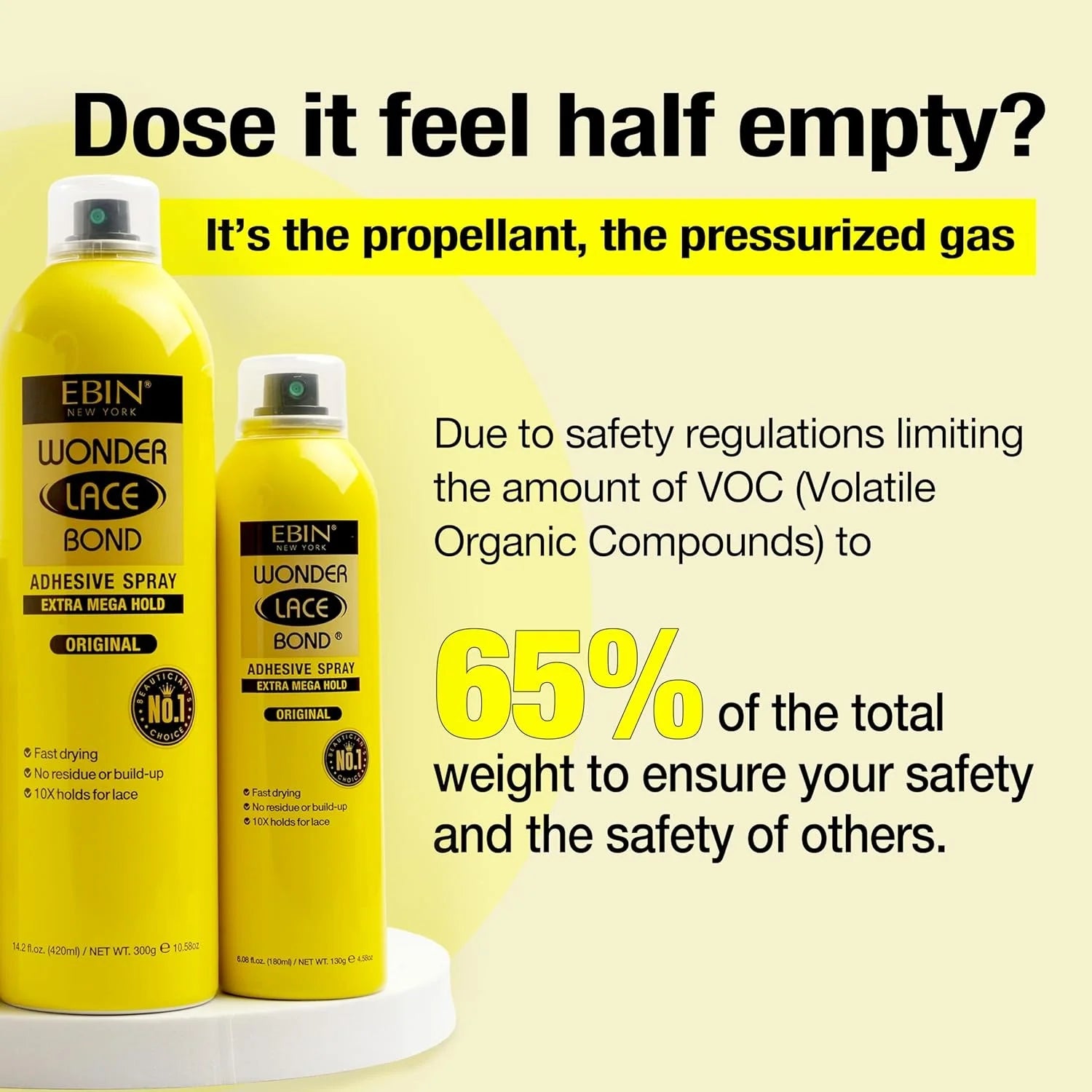 Ebin New York Wonder Lace Bond Adhesive Melting Spray Extra Mega Hold Daily Use - Long lasting Hold, Ideal for Lace Wigs