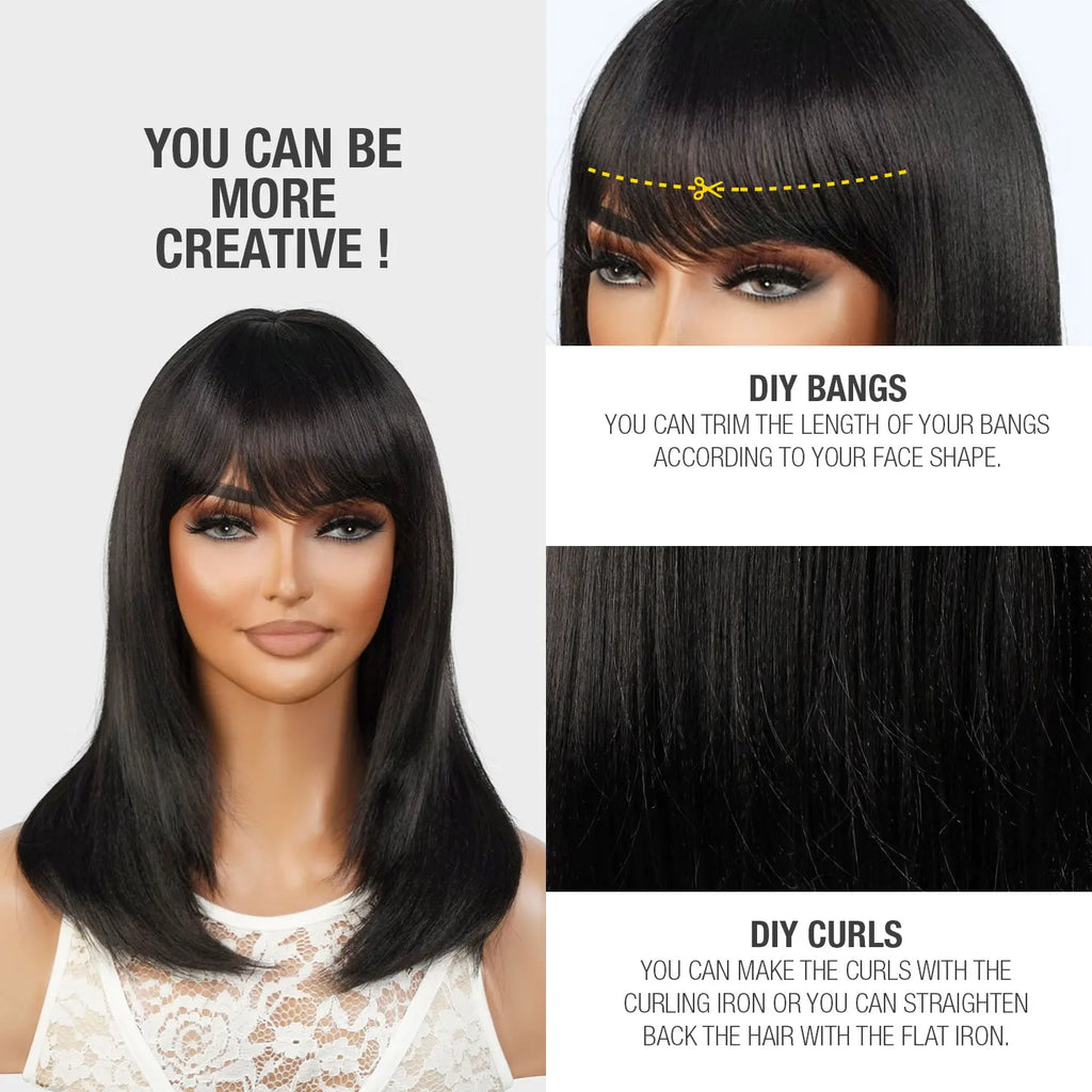 Shoulder Length Straight Bob with Bang Synthetic Wig SEXY06