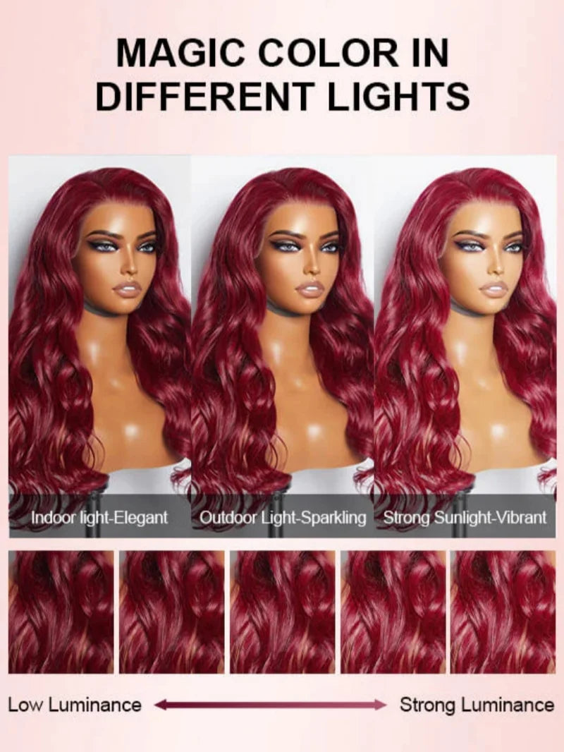 360 Full Lace Wig Human Hair 99j Red Colored Wigs Body Wave Wig 7X5 Glueless Burgundy HD Lace Frontal Wig Human Hair Pre Plucked