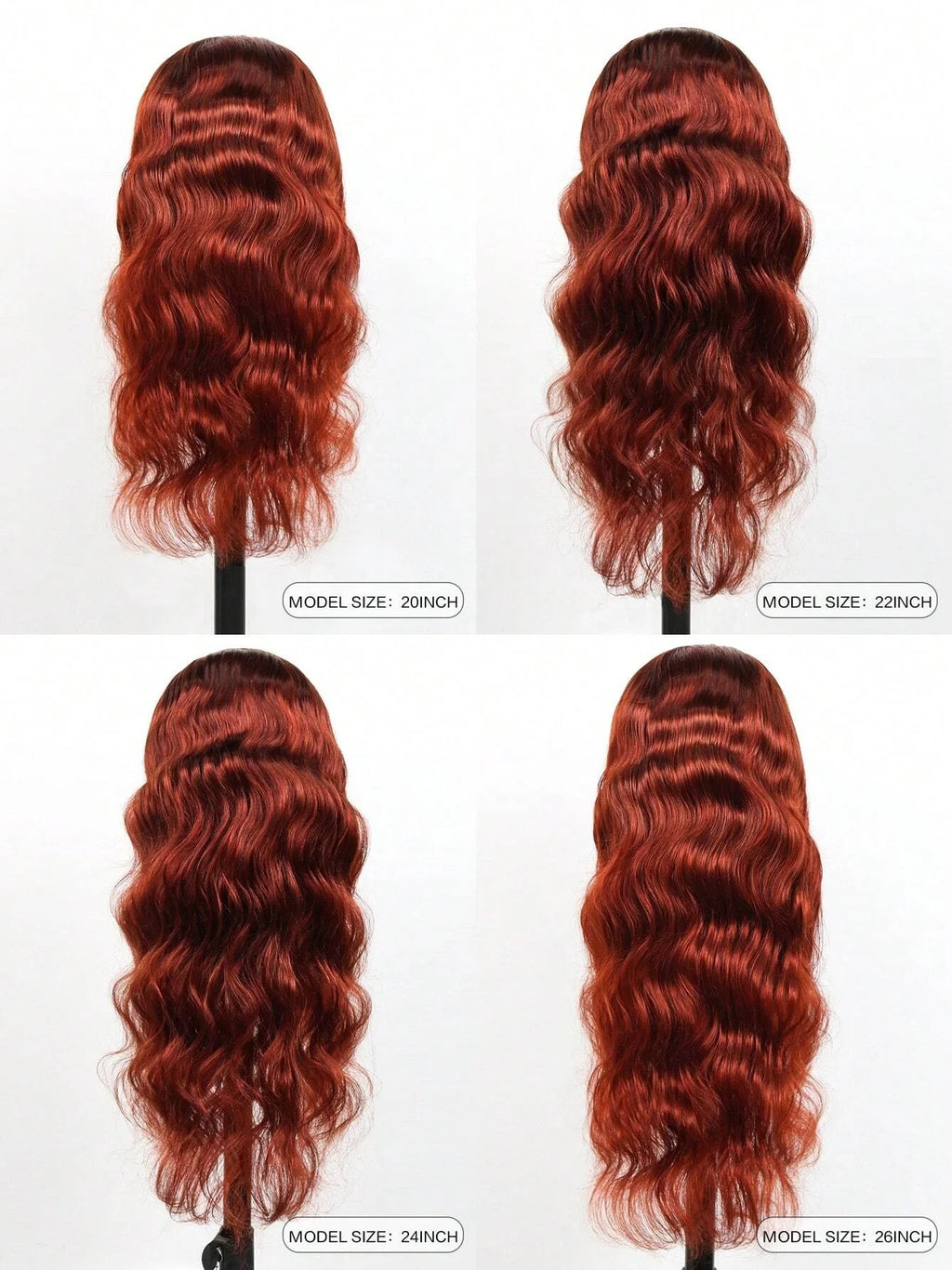 13x4 Auburn Colored Human Hair Lace Front Wigs Body Wave Glueless Wigs 180% Density Reddish Brown Lace Front Wigs 22 Inch