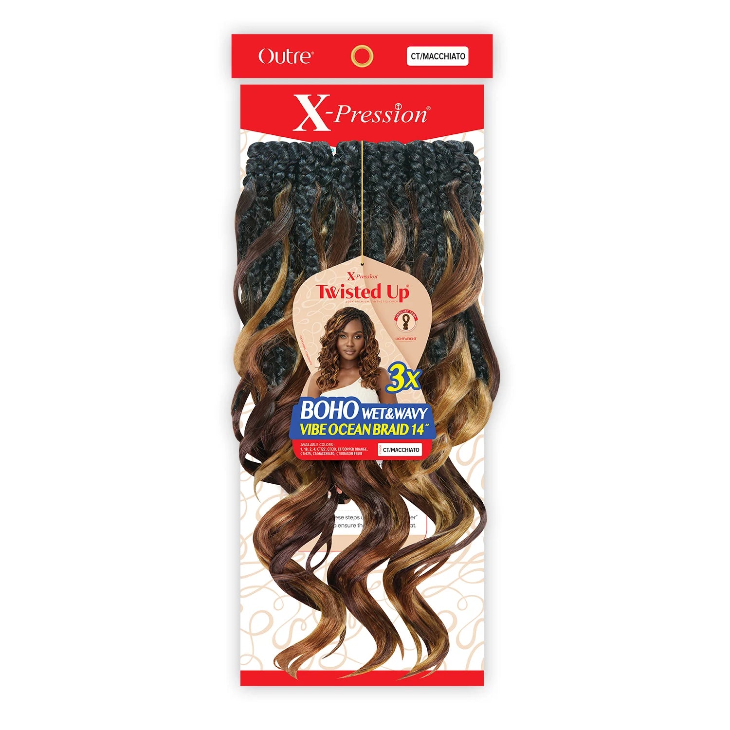 Outre Crochet Braids X-Pression Twisted Up 3X Boho Wet N Wavy Vibe Ocean Braid 14"