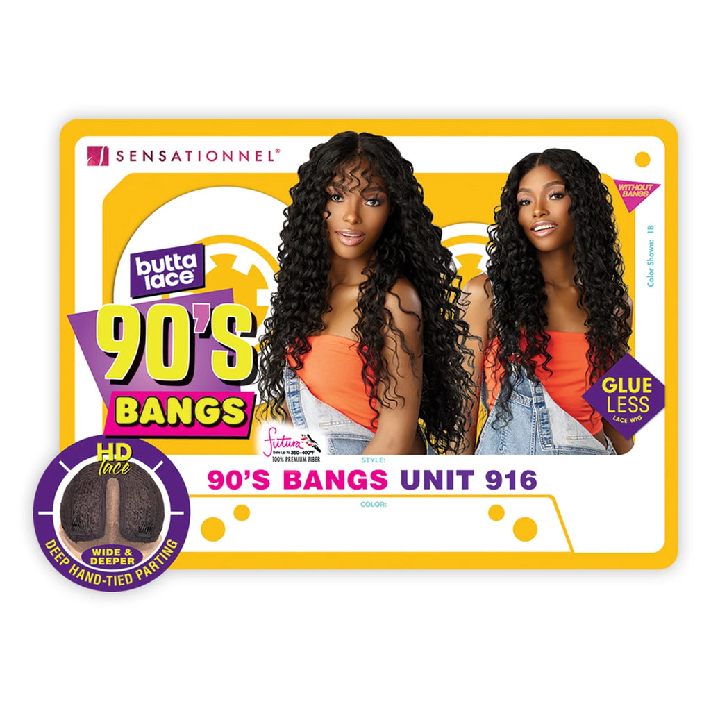 Sensationnel HD Lace Front Synthetic Wig Butta Lace Glueless 90'S Bangs Unit 916