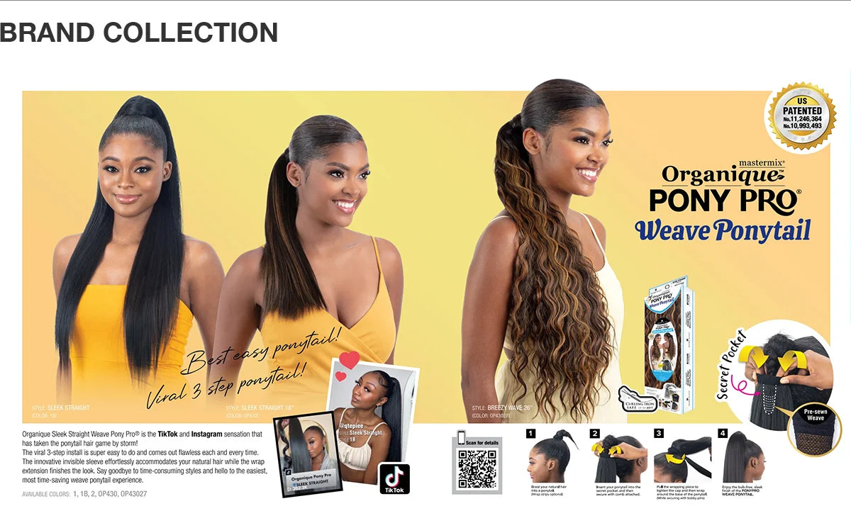 Shake N Go Weave Organique Pony Pro Synthetic Ponytail Breezy Wave 26" with Secret Pocket made by Pre-sewn Weave