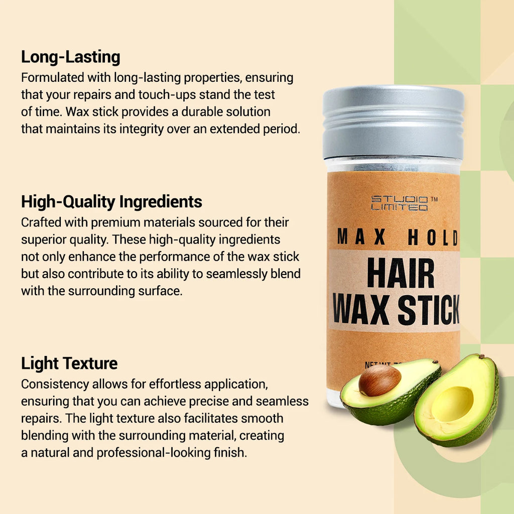 Studio Limited Hair Wax Stick Max Hold 2.7oz/ 76g - Ultimate Control, Strong Hold, Long-Lasting Styles