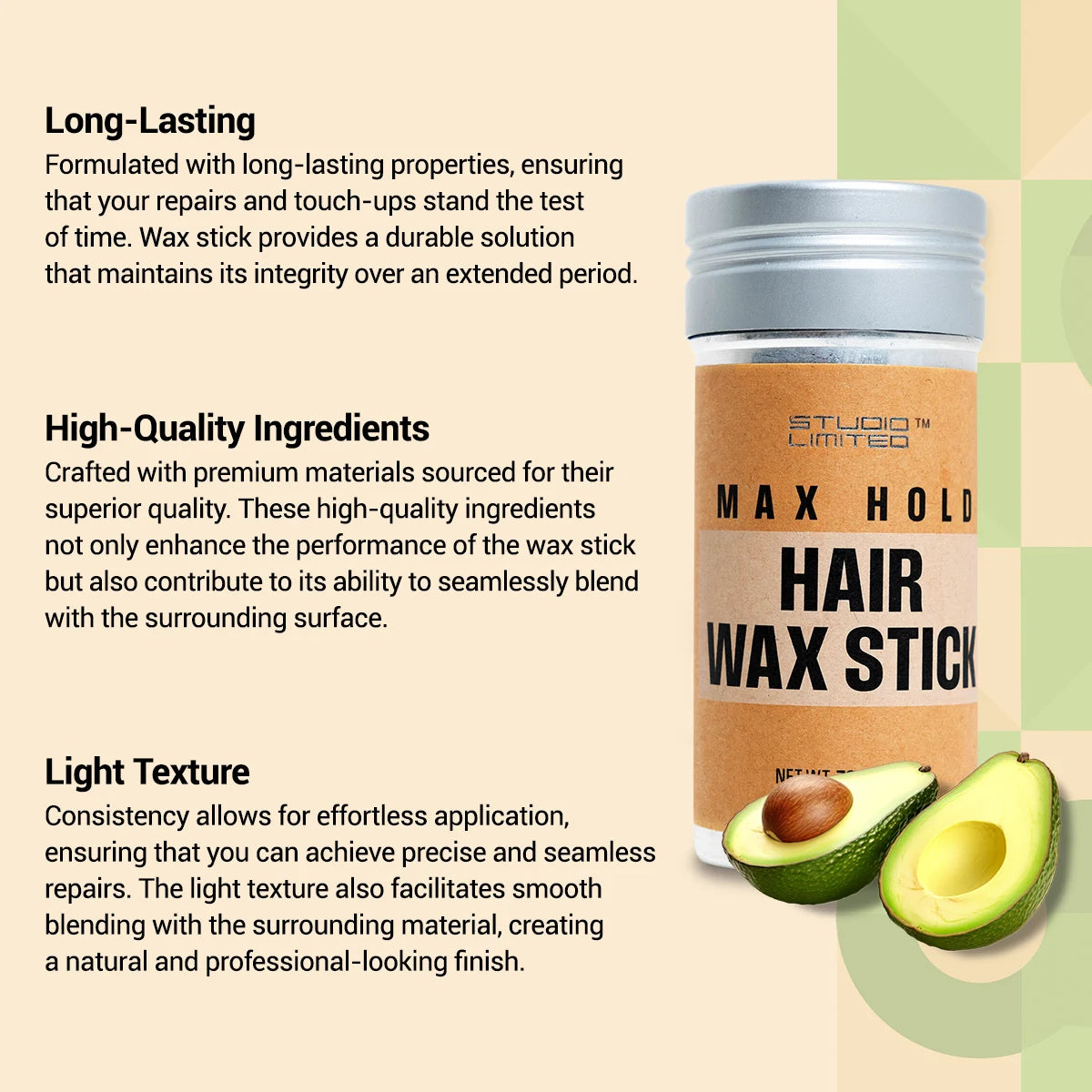 Studio Limited Hair Wax Stick Max Hold 2.7oz/ 76g - Ultimate Control, Strong Hold, Long-Lasting Styles
