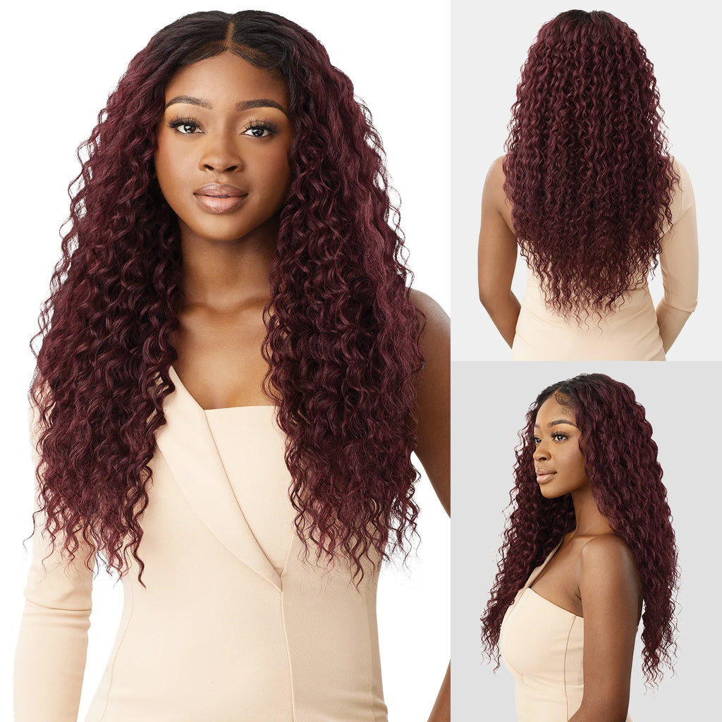 Outre Human Hair Blend Weave Premium Purple Pack Brazilian Boutique Virgin Loose Deep 18", 20", 22"+ Free 4" Deep Lace Parting P