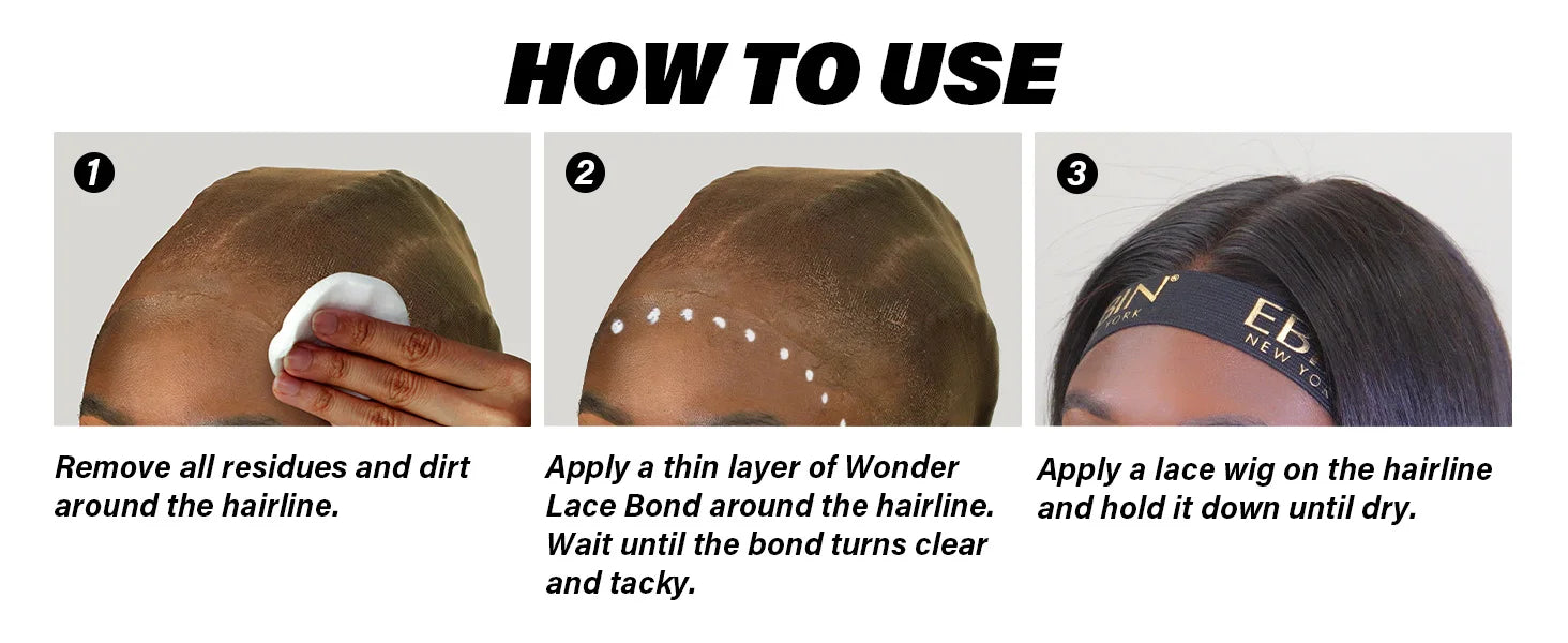 Ebin New York Wonder Lace Bond Holding Gel 1.25oz/ 37ml - Strong Hold, Quick-Drying, Ideal for Lace Wigs & Daily Styling