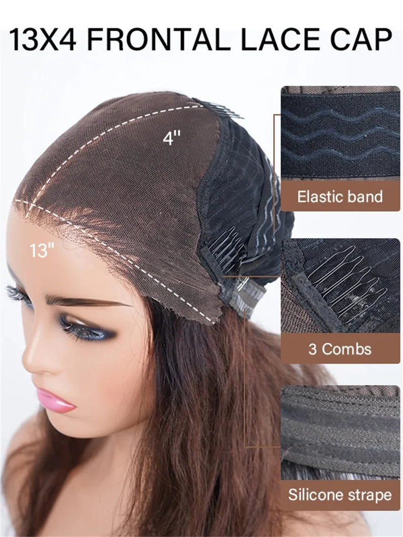 13x4 HD Transparent Pepper Gray Beginner Friendly Straight Lace Front Wigs 250 Density Glueless Straight Wig 100% Human Hair Wig