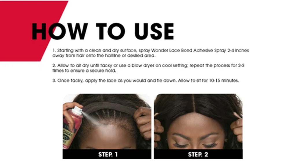 Ebin New York Wonder Lace Bond Adhesive Melting Spray Extra Mega Hold Daily Use - Long lasting Hold, Ideal for Lace Wigs