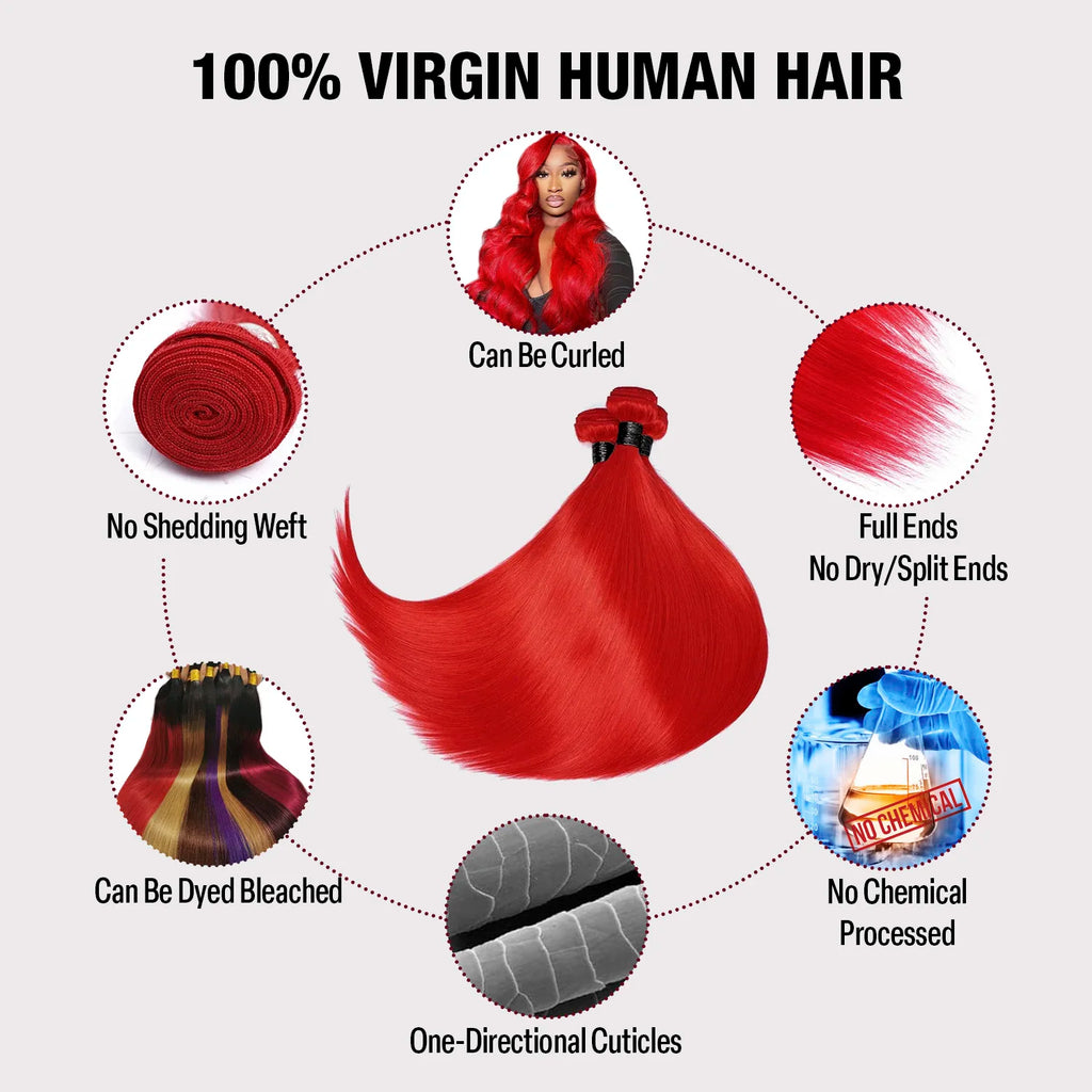 Uniq Hair 100% Virgin Human Hair Brazilian Bundle Hair Weave 9A Straight