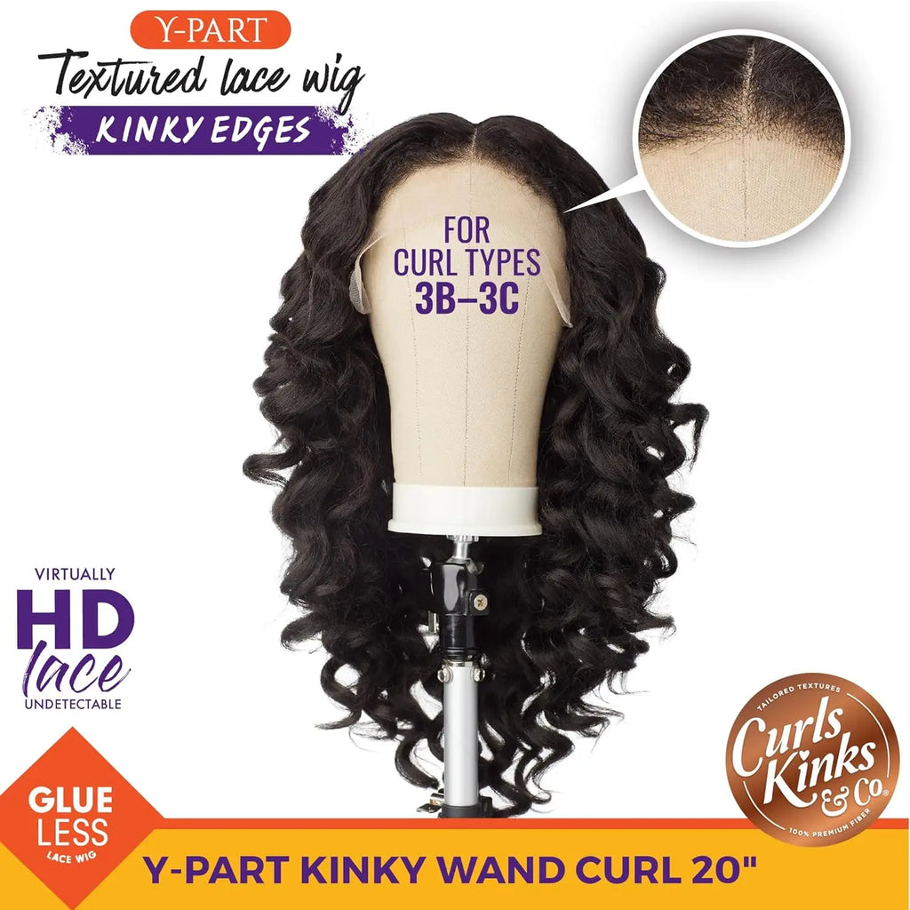 Sensationnel Curls Kinks N Co HD Lace Wig Glueless Y-Part Kinky Wand Curl 20" - Deep Curl Style, Soft & Full Volume