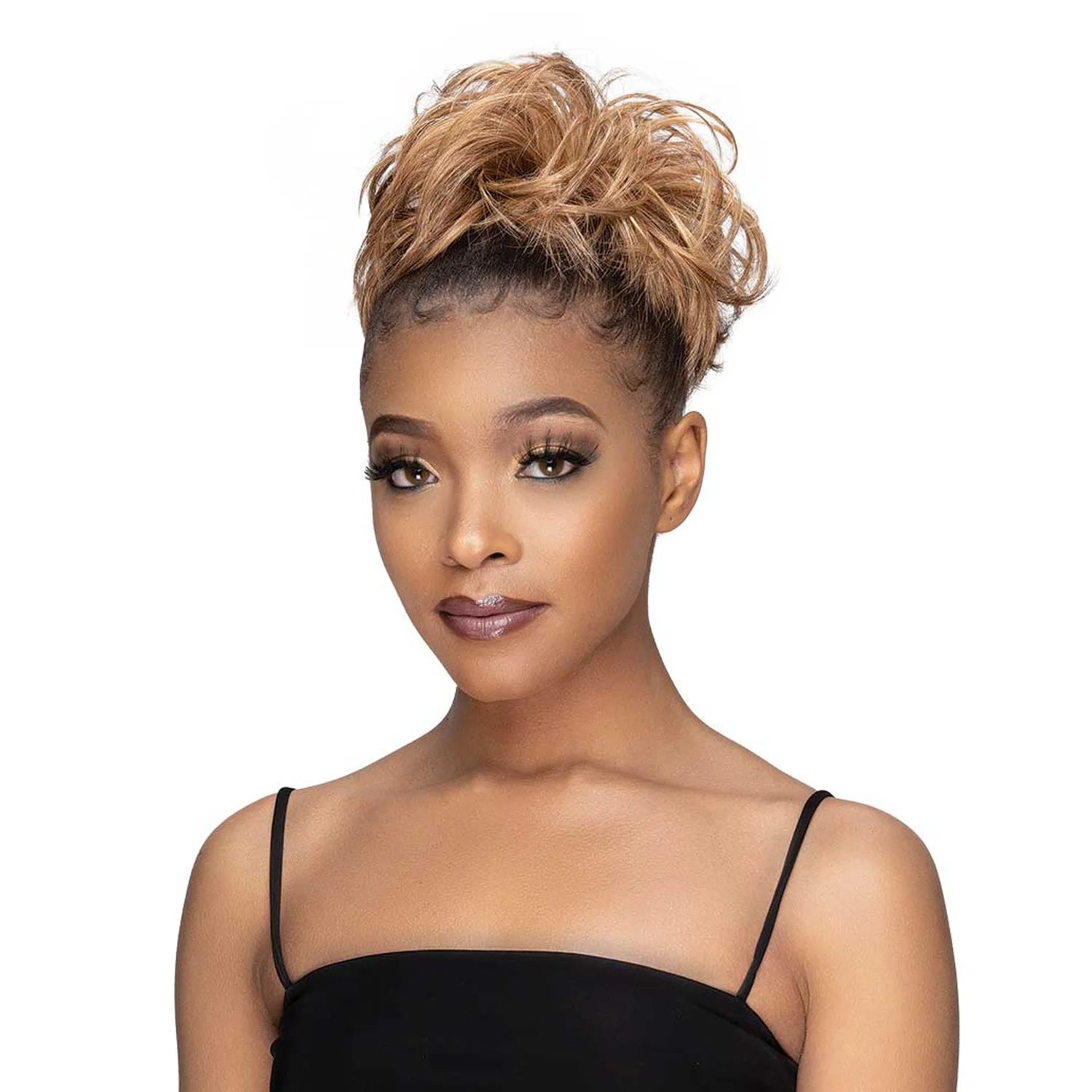 Janet Collection Human Hair Blend Synthetic Bun Remy Illusion Scrunch Retro