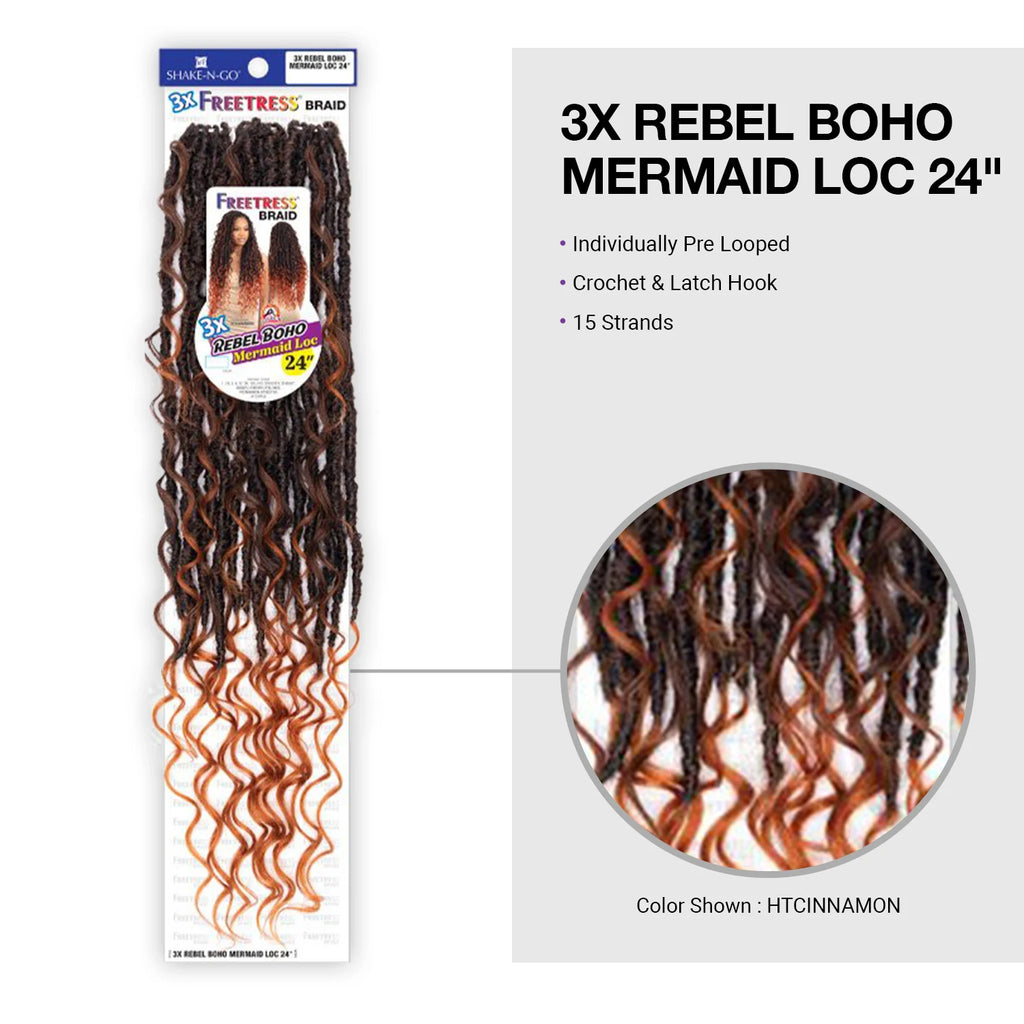 FreeTress Synthetic Crochet Braids 3X Rebel Boho Mermaid Loc 24"