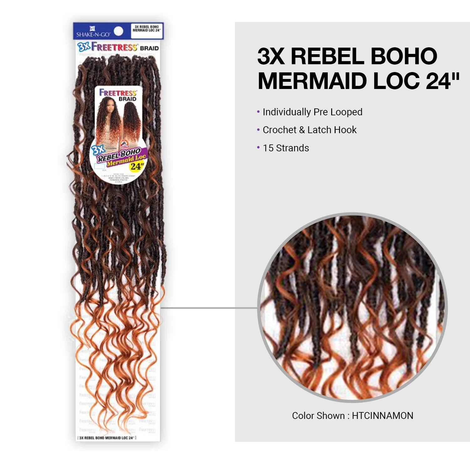 FreeTress Synthetic Crochet Braids 3X Rebel Boho Mermaid Loc 24"