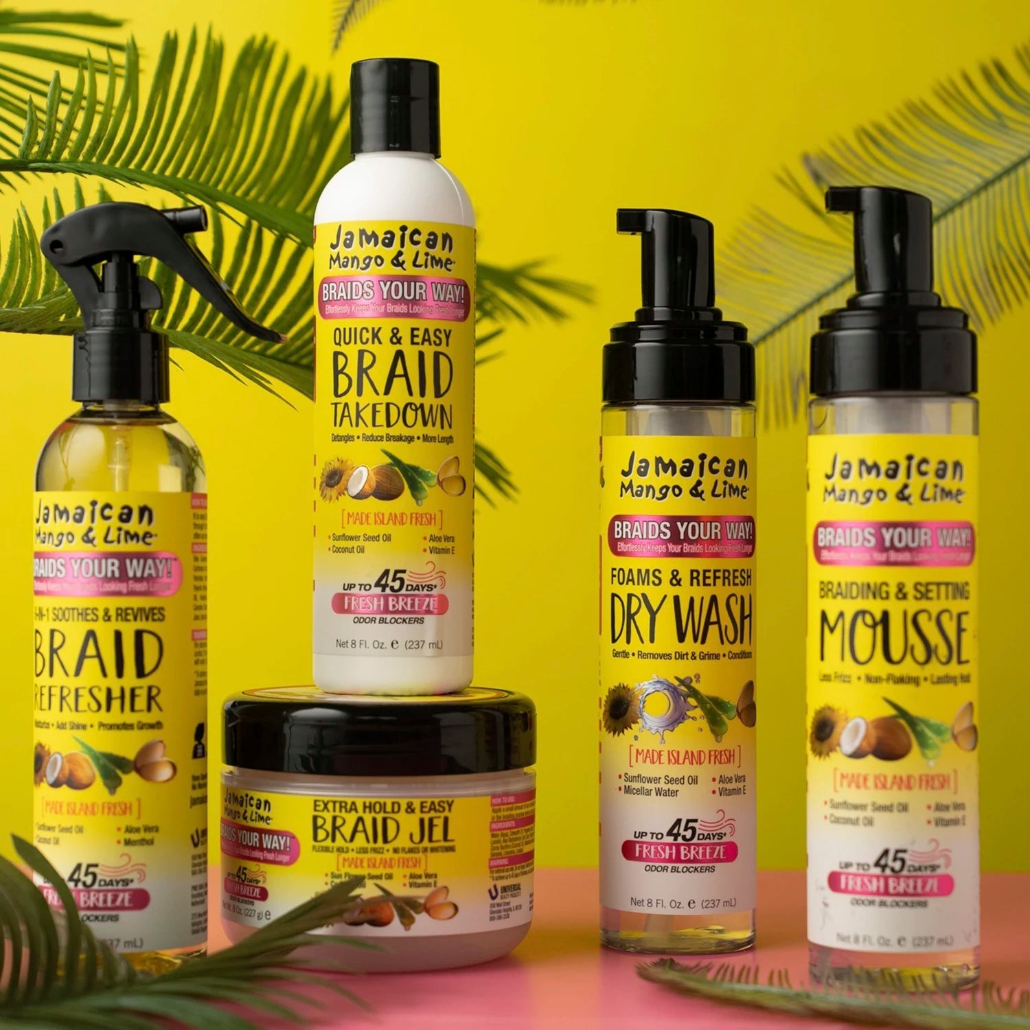 Jamaican Mango & Lime Braiding & Setting Mousse - Strong Hold, Defines Braids, Adds Shine, Lightweight Formula