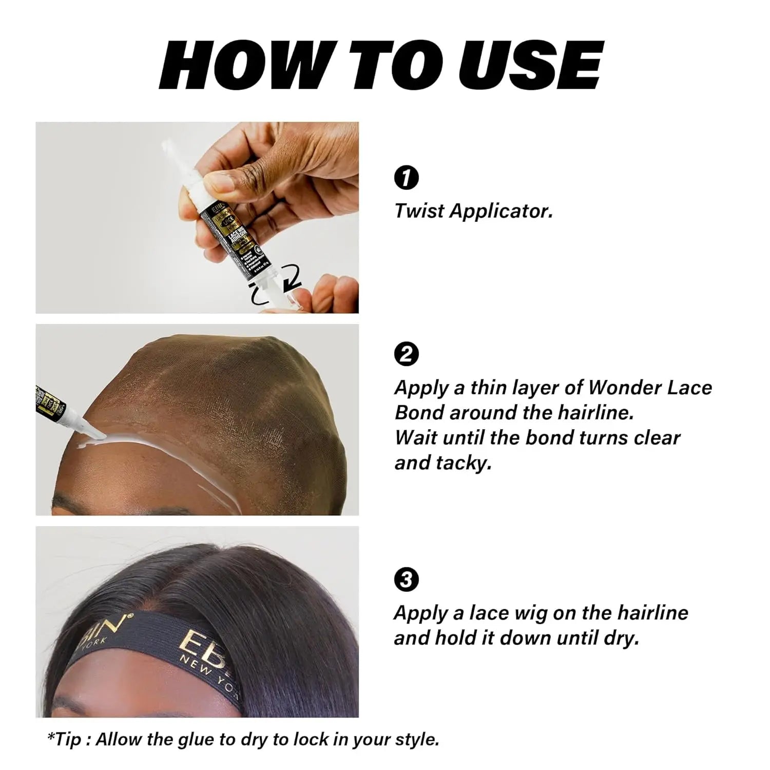 Ebin New York Wonder Lace Bond Lace Wig Adhesive Silicone Pen Type 0.14oz/ 4g - Easy Application, Perfect for Travel & Touch-Ups