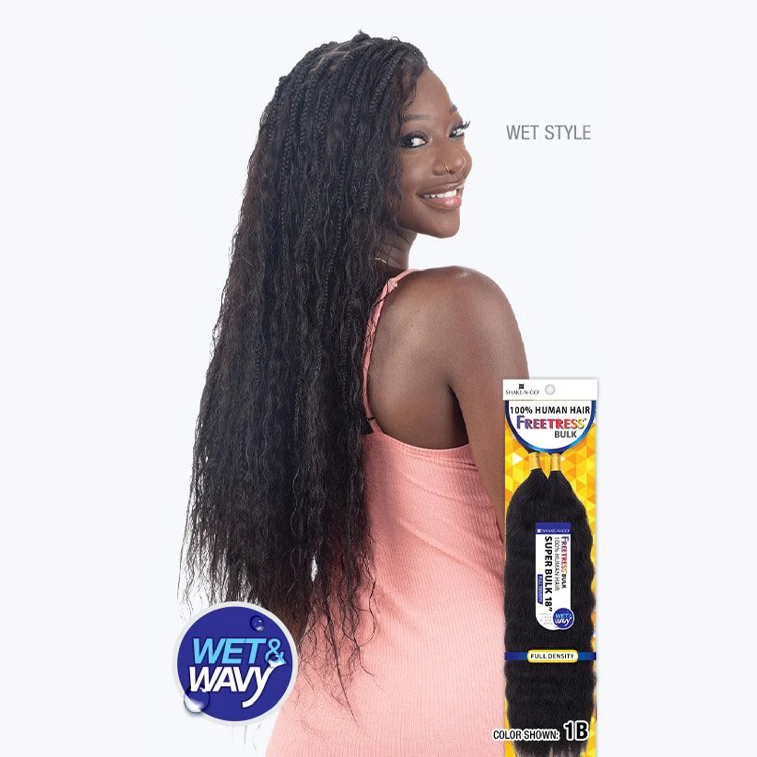 FreeTress Human Hair Braids Wet N Wavy Super Bulk 18"