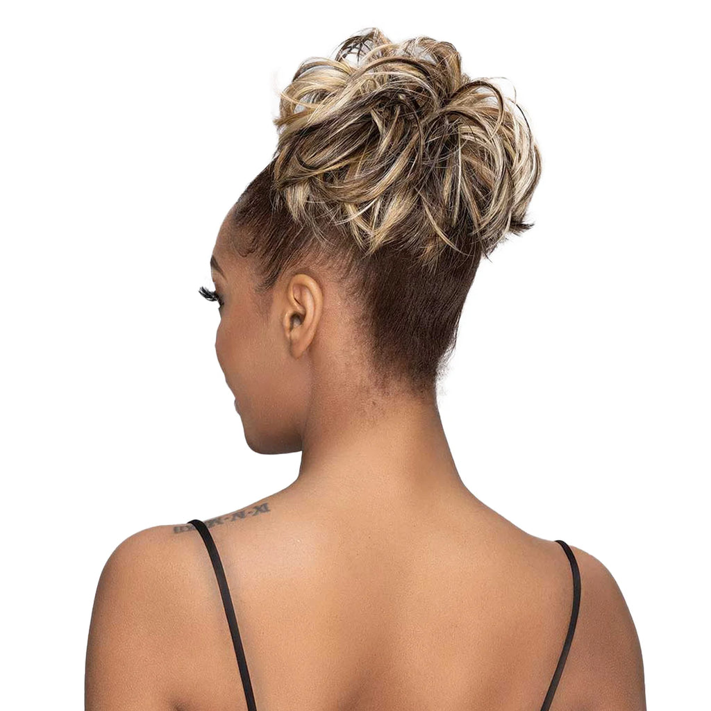 Janet Collection Human Hair Blend Synthetic Bun Remy Illusion Scrunch Retro