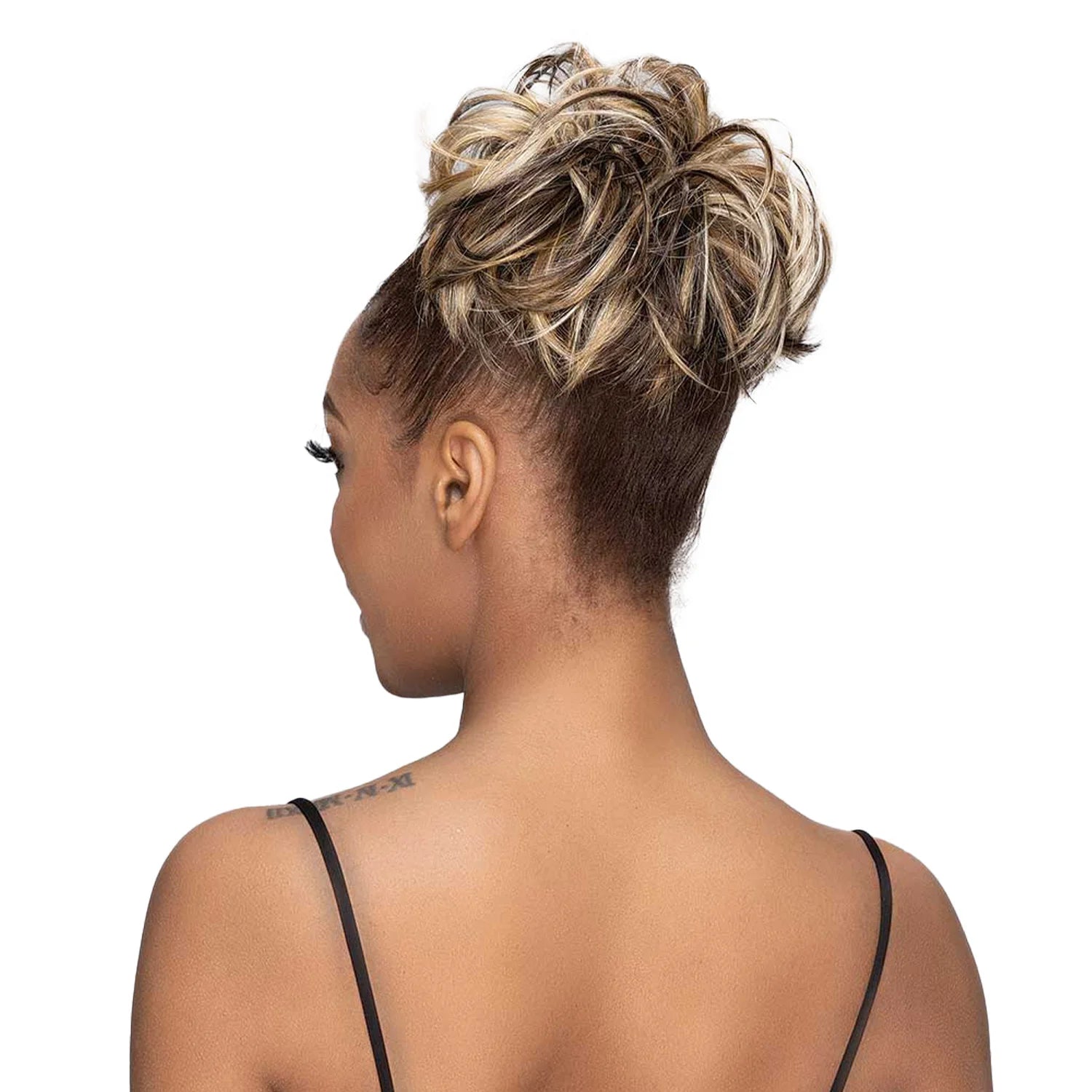 Janet Collection Human Hair Blend Synthetic Bun Remy Illusion Scrunch Retro