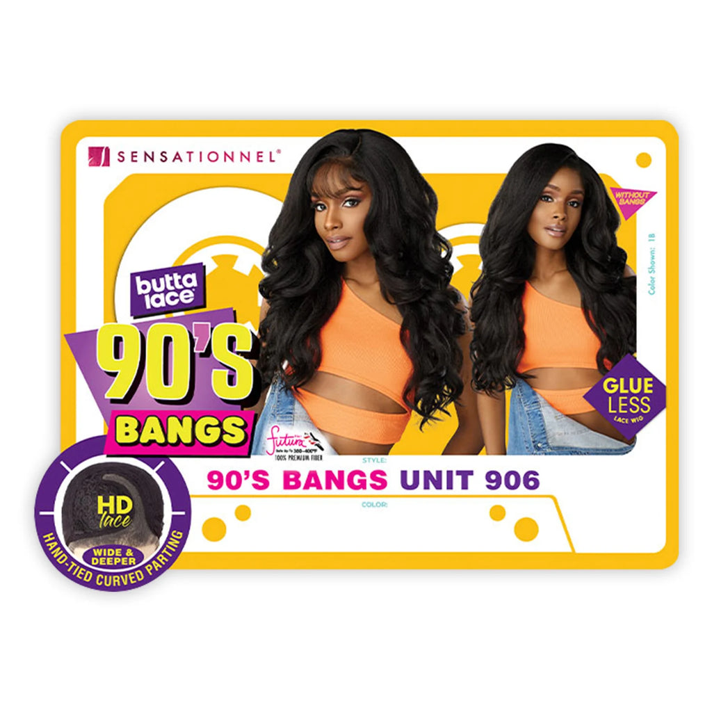 Sensationnel HD Lace Front Synthetic Wig Butta Lace Glueless 90'S Bangs Unit 906