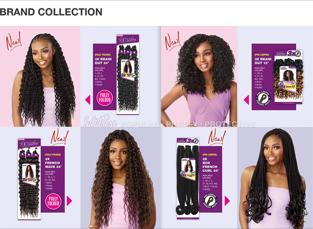 Sensationnel Synthetic Crochet Braids Lulutress Pre-Looped 3X Braid Out 12"