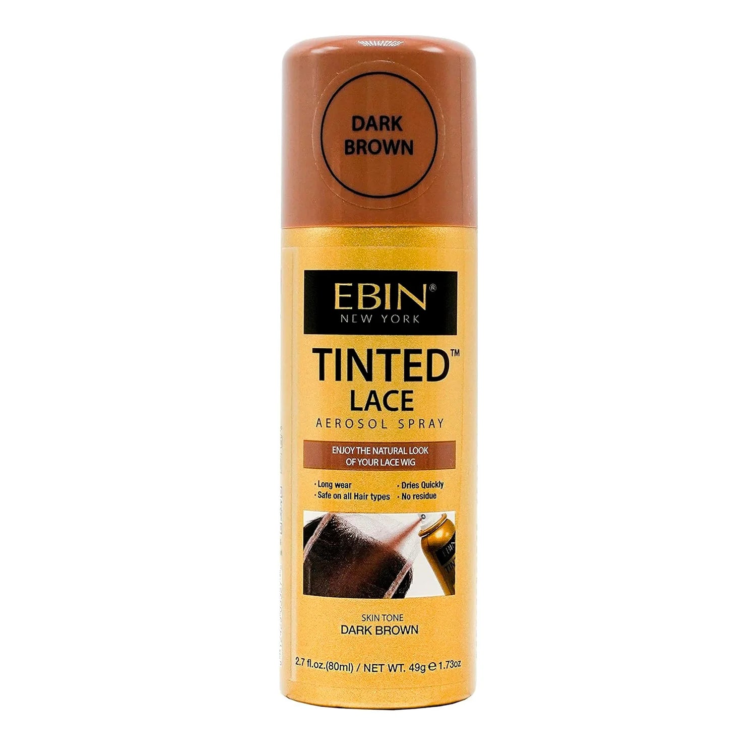 Ebin New York Tinted Lace Aerosol Spray 2.7oz/ 80ml - Quick Dry, Natural Tint, Ideal for Seamless Lace Blending