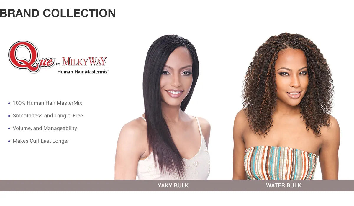 Human Hair Master Mix Milky Way Braids Que Water Bulk – Water Wave, Natural Feel, Full & Bouncy, Easy Braiding