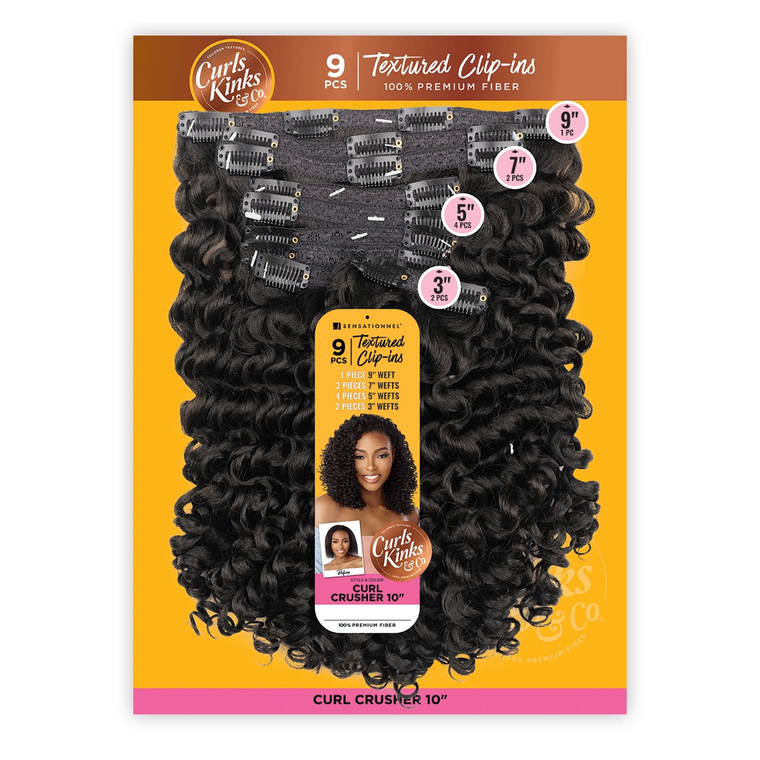 Sensationnel Textured Clip-Ins Synthetic Weave Curls Kinks N Co Curl Crusher 10"