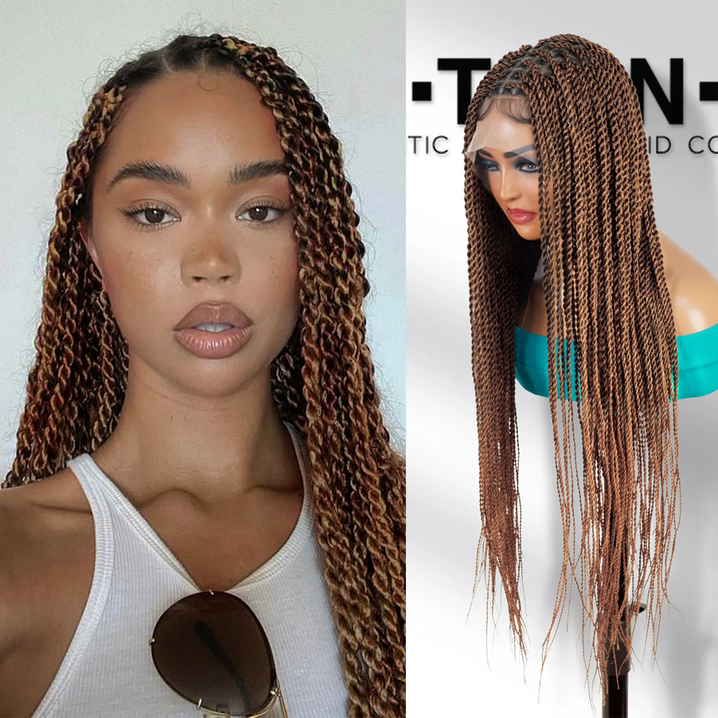 Authentic Glueless Full Lace Braided Wig Medium Knotless Senegalese Twist 26" BW Unit2