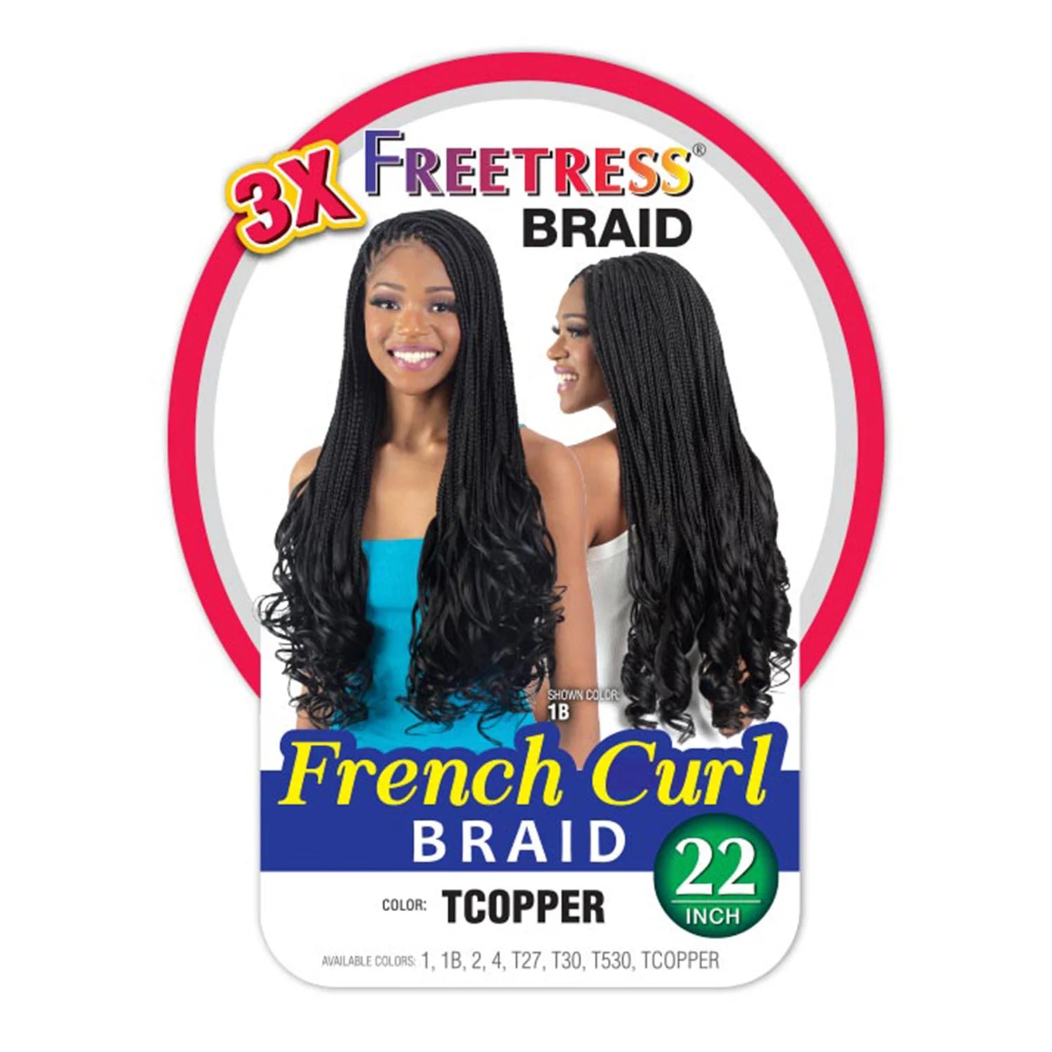 FreeTress Synthetic Crochet Braids 3X French Curl 22"