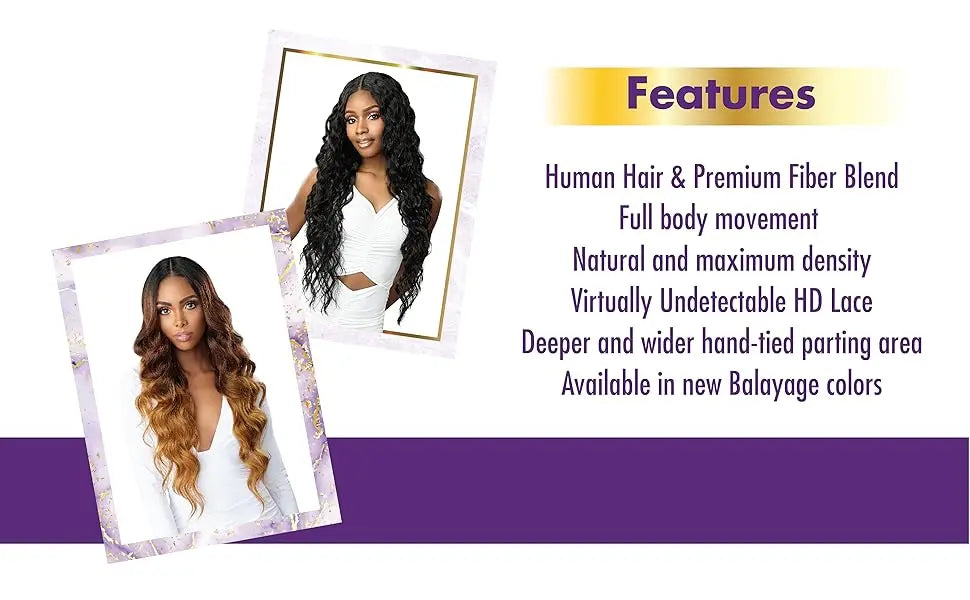 Sensationnel Butta Lace Human Hair Blend HD Lace Front Wig Bohemian 28" - Long, Soft & Natural Look, Easy Styling