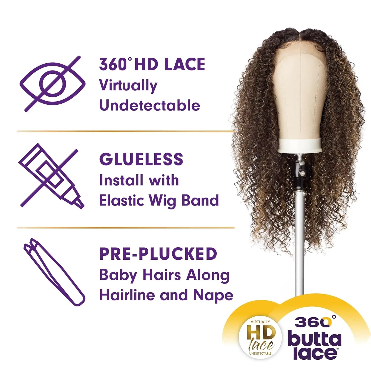 Sensationnel Glueless Butta 360 HD Lace Front Wig Unit 6 - Tight Curly Style, Ultra-Smooth, Natural Look