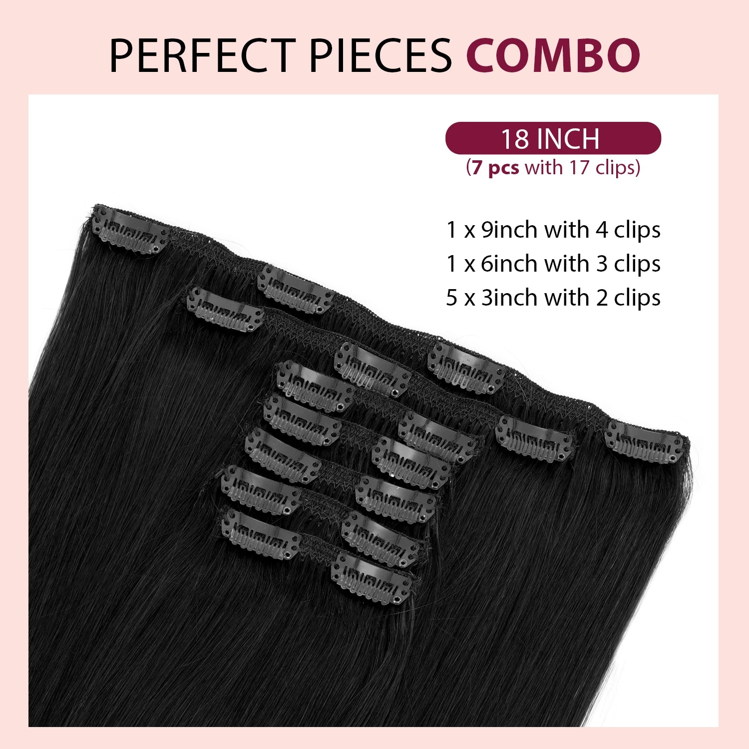 Starlet 100% Human Hair Seamless Clip In Extensions Straight 18"