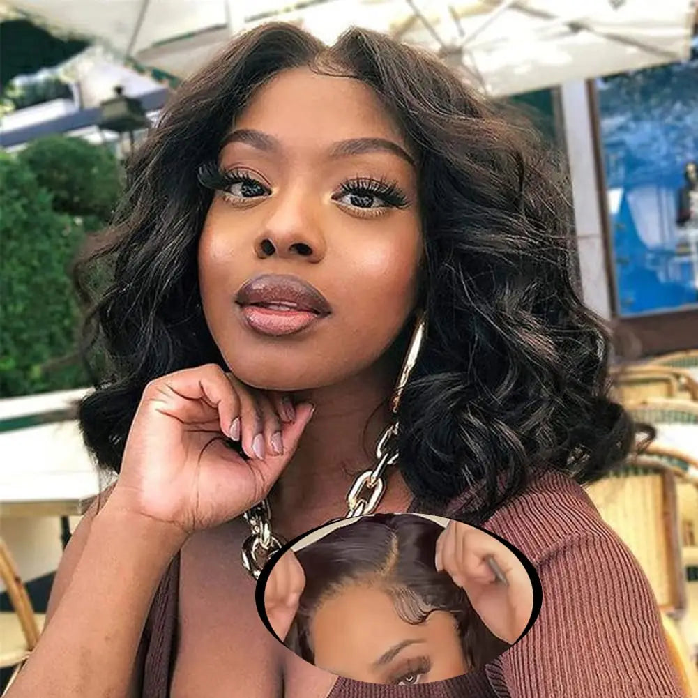 Bob Wig Body Wave Lace Front Wig 4x4 HumanHair Lace Frontal Wig Short Body Wave Loose Body Hairstyle 13x4 Guleless Human Hair