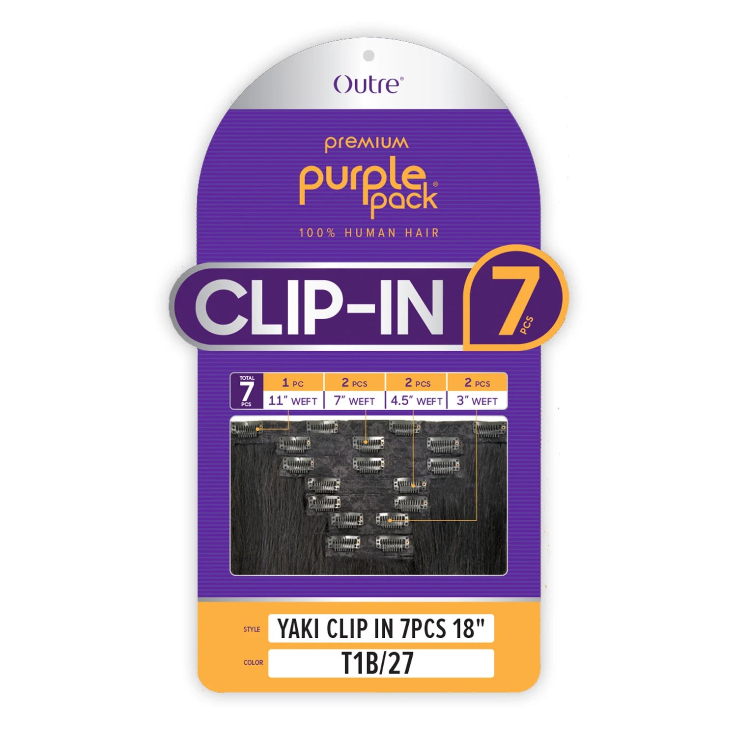 Outre Human Hair Weave Premium Purple Pack Yaki Clip-in 7Pcs 18"