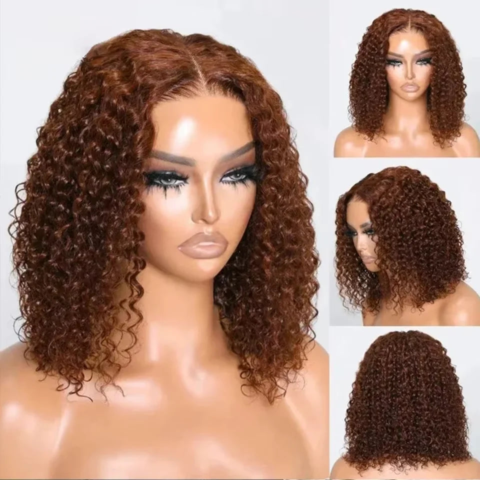 Colored Brown Bob Wig 13x6 Lace Frontal Wigs Chocolate Brown 13x4 Short Bob Wigs Deep Wave Wig 180% Density Brazilian Human Hair