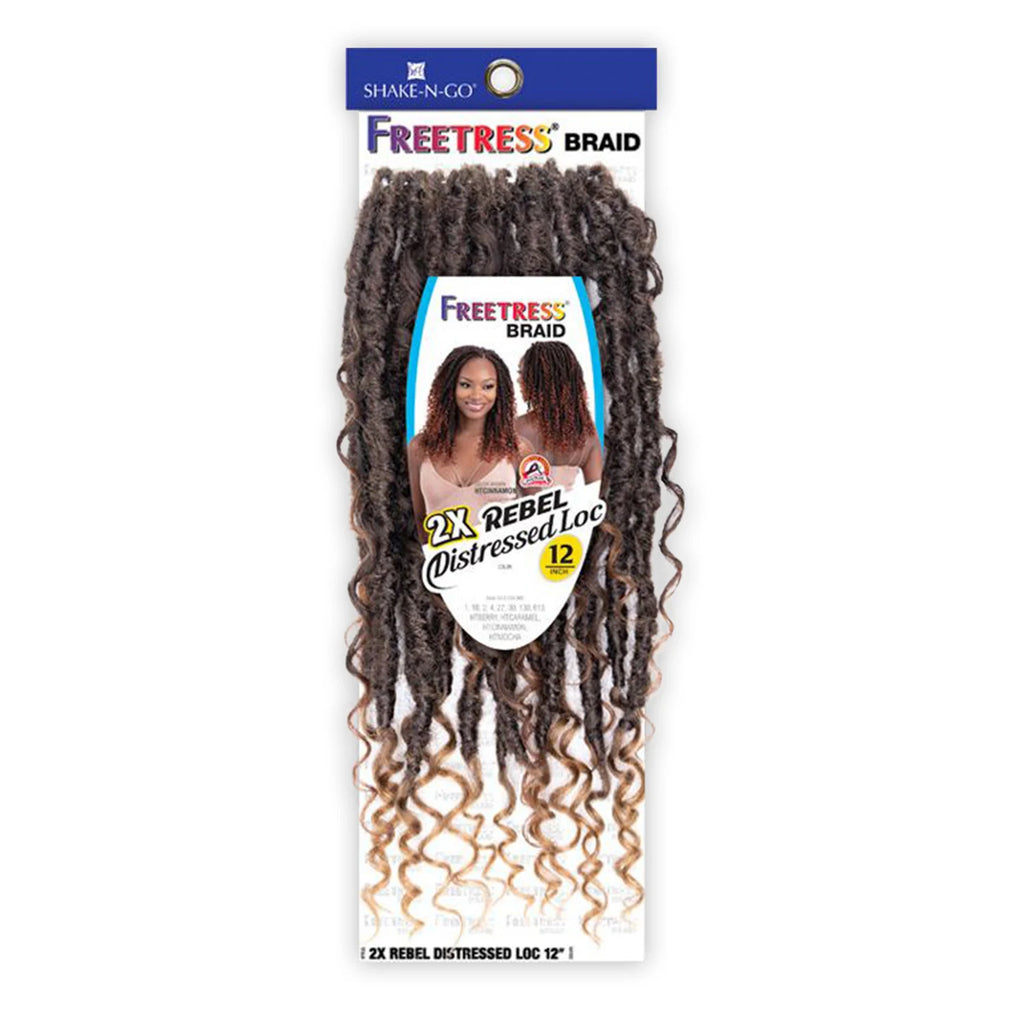 FreeTress Synthetic Crochet Braids 2X Rebel Distressed Loc 12"