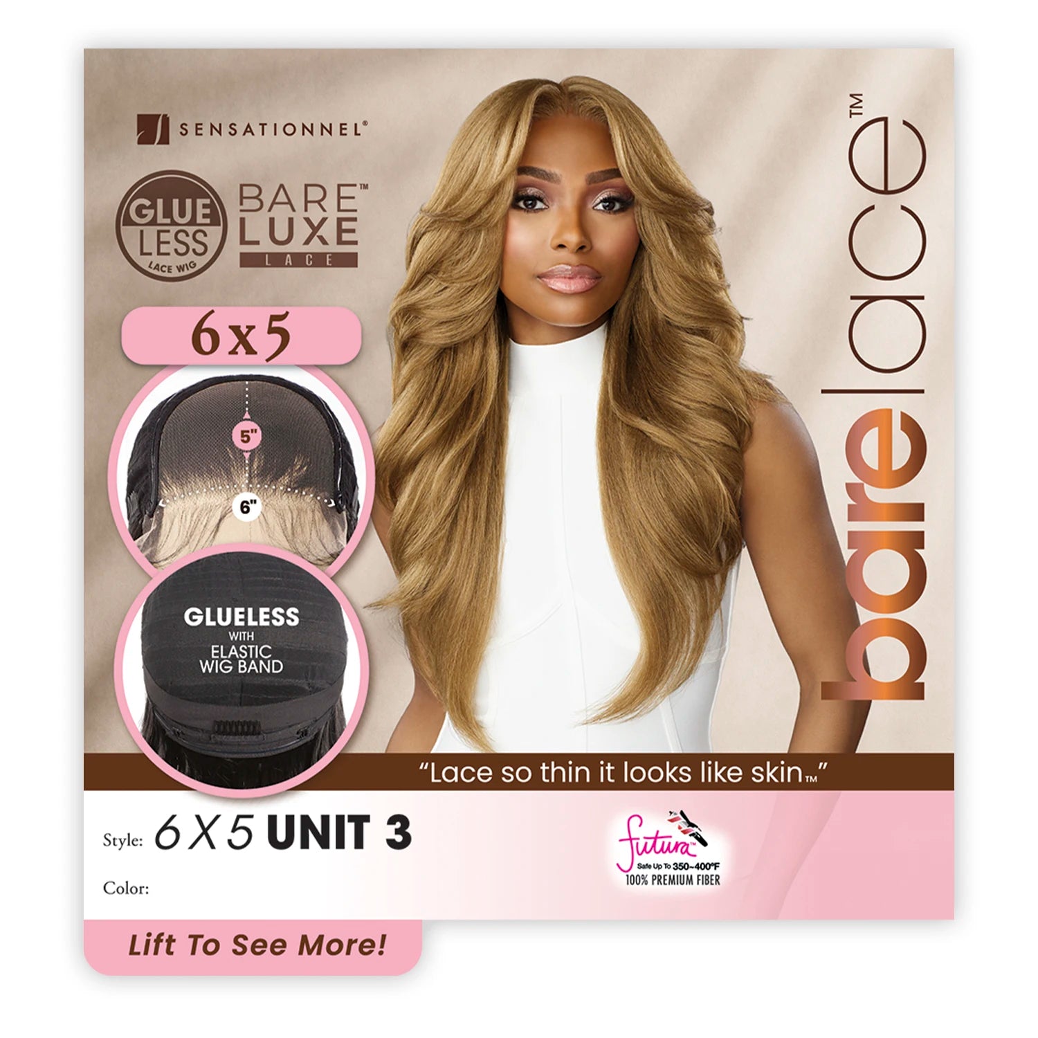Sensationnel HD Lace Front Synthetic Wig BareLace Glueless 6X5 Closure Wig Unit 3