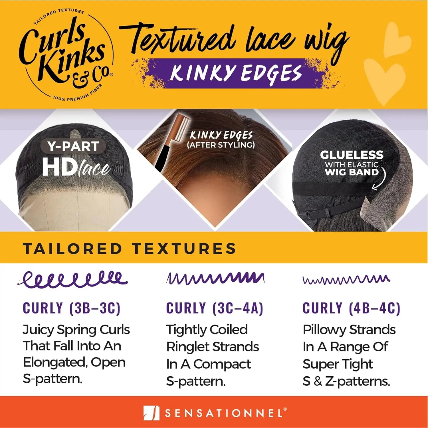 Sensationnel HD Lace Front Synthetic Wig Curls Kinks N Co Glueless Kinky Edges Y-Part Kinky Chic Bob 12"